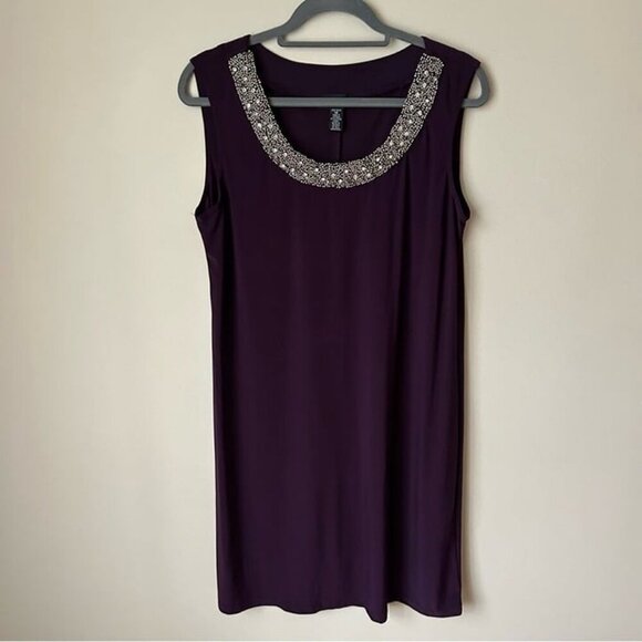 R&M Richard’s Two Piece Dress Metallic Pattern Neckline Jacket Sheer Sleeves 14 - Picture 4 of 12